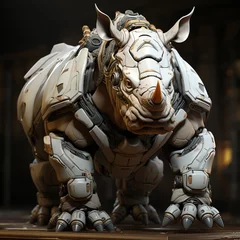 Zelfklevend Fotobehang 3D cartoon rhino robot © avivmuzi