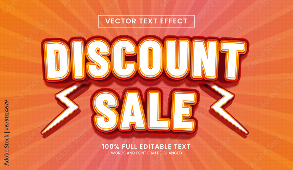 Poster design editable text effect, discount sale text vector illustration