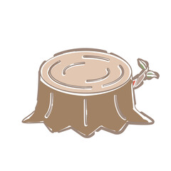 シンプルな切り株のイラスト　ふんわり線画タッチ
