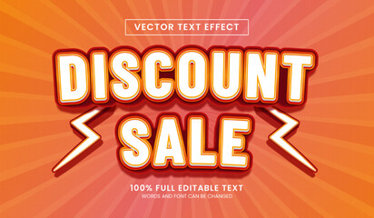 Design editable text effect, Discount Sale text vector illustration