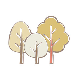 シンプルなイチョウの木のイラスト　ふんわり線画タッチ