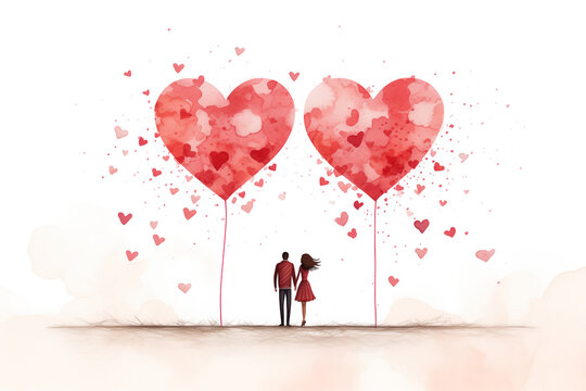 Love is in the air. St Valentine's day minimalistic wallpaper. 
