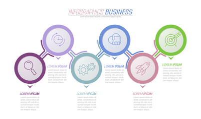 Infographics. Visualization of business data, projects, trainings, development plans and strategies. Pictograms of processes