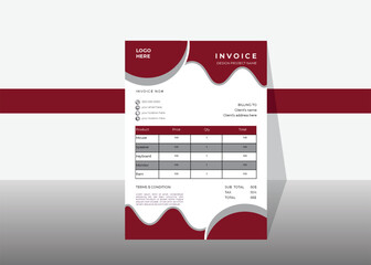 abstract invoice design template with red variation color combinations.