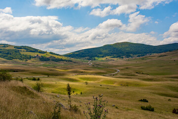 Sinkholes in the Bravsko Polje karst landscape near Bosanski Petrovac in Una-Sana Canton, the...