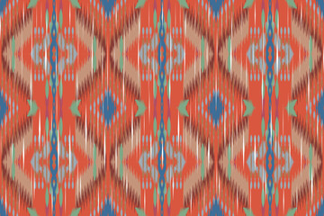 Ikat tribal Indian seamless pattern design. Ethnic Aztec African American textile decoration wallpaper. Geometric African American vector illustrations background.