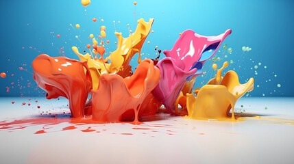 Abstract colorful splash on the ground 3d background. - Powered by Adobe