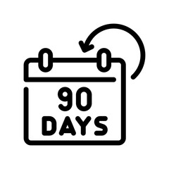 90 days line icon
