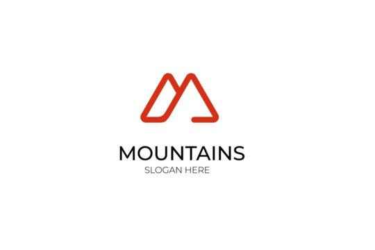 creative mountain logo with abstract initial M logo design collection.