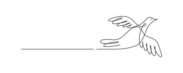 Continuous line art of a bird. Lineart vector illustration.	