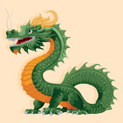 Chinese green wood dragon. Symbol of 2024. Mythology. Realistic image of a dragon.