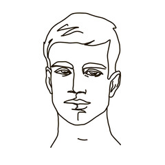  line drawing man face. male linear portrait. Outline man avatar
