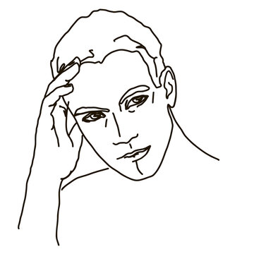recommend clip art:  line drawing man face. male linear portrait. Outline man avatar
                    