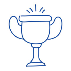 Soccer doodle icon. Football goal, award cup, whistle hand drawn line doodle sketch style 