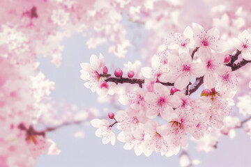 Fototapeta premium circle sakura flowers on background