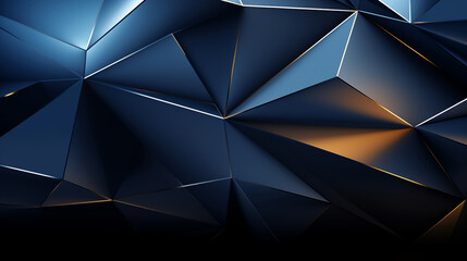 Abstract technology background with dark blue polygon background, 3D illustration.