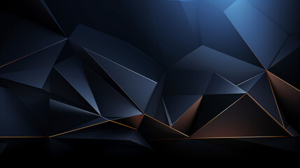Abstract technology background with dark blue polygon background, 3D illustration.