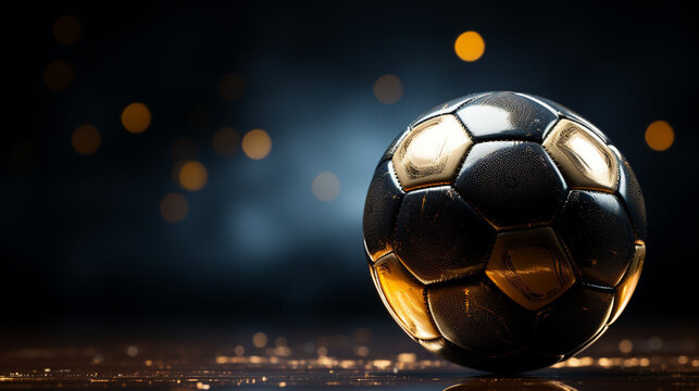golden soccer ball HD 8K wallpaper Stock Photographic Image