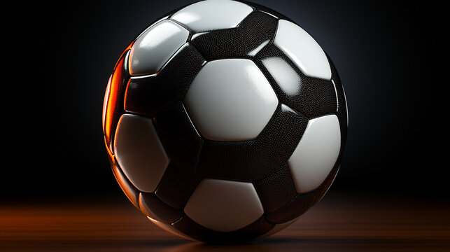soccer ball on black background HD 8K wallpaper Stock Photographic Image