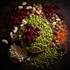 Close-up of dried mixed beans
