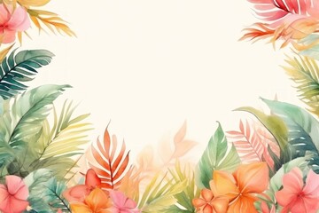 Fototapeta na wymiar Summer watercolor flowers background theme.
