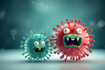 funny illustration of bacteria and virus characters