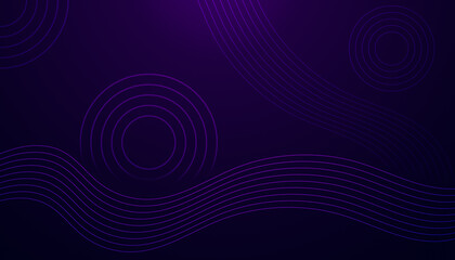 Glowing circles stripes lines on dark purple background. dark Modern art style technology concept