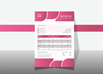 abstract invoice design template with red variation color combinations.
