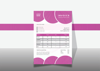 abstract invoice design template with red variation color combinations.