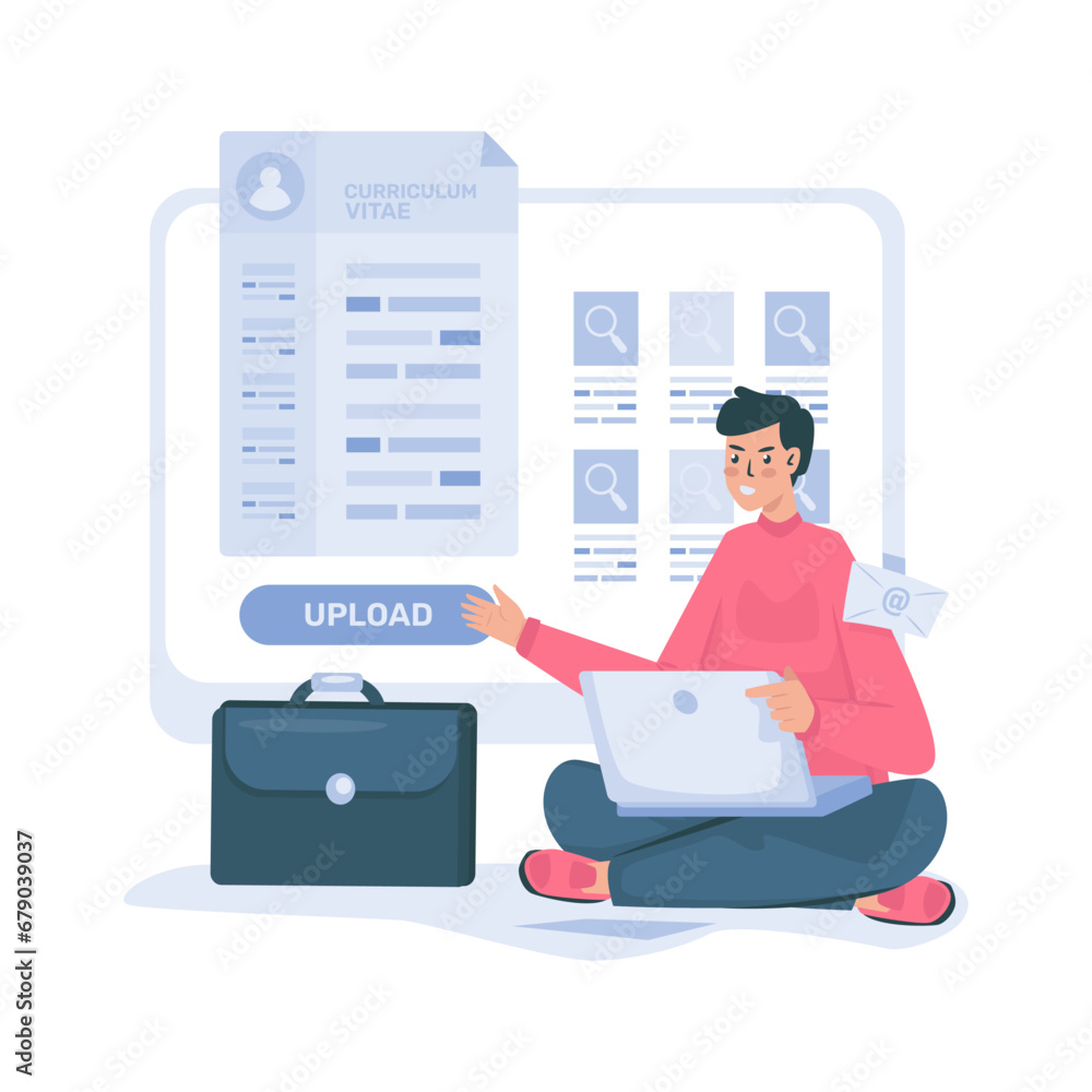 Canvas Prints job seekers upload document cv vector illustration