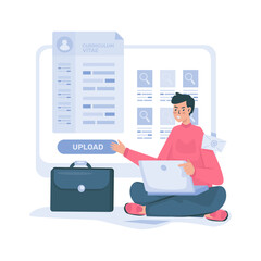 Job seekers upload document CV vector illustration