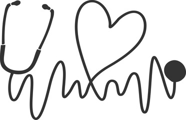 Nurse Heart Beat - Nurse Illustration