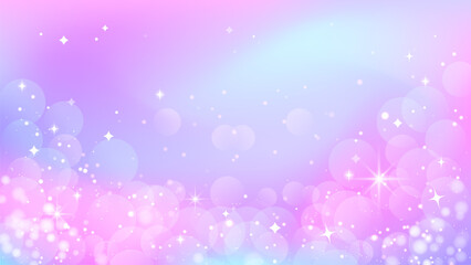 Fairy background. Pastel bokeh background. Fantasy holographic background with stars. Pastel gradient background.