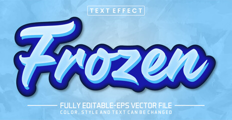 Frozen blue text editable style effect - obrazy, fototapety, plakaty