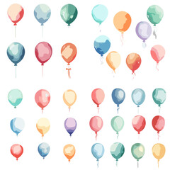 balloon, birthday, party, celebration, balloons, decoration, vector, holiday, fun, air, color, helium, illustration, colorful, yellow, toy, pink, red, green, orange, flying, design, celebrate, happy, 