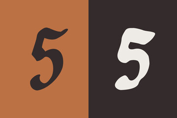 Naklejka premium 5 logo. Number five Medieval script. Original and regular calligraphy. Middle Ages Gothic set.