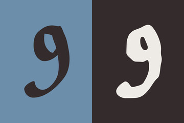Obraz premium 9 logo. Number nine Medieval script. Original and regular calligraphy. Middle Ages Gothic set.