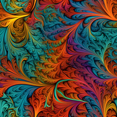 seamless abstract colourful floral fractal pattern texture