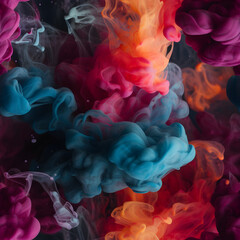 seamless abstract colourful paint clouds in water pattern texture