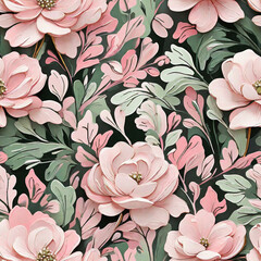 Seamless oil painted floral pattern with  peony flowers. Contemporary background for wedding stationary, greetings, wallpapers, fashion, backgrounds, textures,  wrappers, cards, textile, scrapbooking.