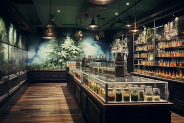 Foto op Canvas Cannabis street store. Food shopping health drug legal. Generate Ai © nsit0108