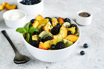 Fruit salad with honey and chia seeds