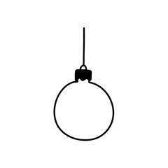 Christmas ball black line icon.