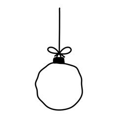 Christmas ball black line icon.
