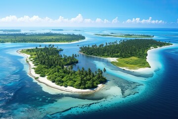Kiribati landscape.  Aerial drone view. Generative AI Art. Beautiful view. - obrazy, fototapety, plakaty