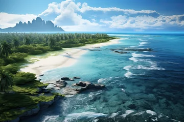 Foto op Plexiglas Kiribati landscape.  Aerial drone view. Generative AI Art. Beautiful view. © Sci-Fi Agent