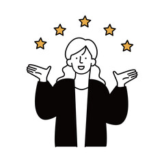 両手を広げる女性　星