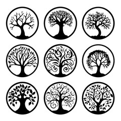 tree silhouette, tree vector, tree illustration, tree svg, leaves png, leaves svg, leaf svg, leaf png, tree, vector, nature, leaf, illustration, silhouette, branch, plant, design, forest, art, spring,