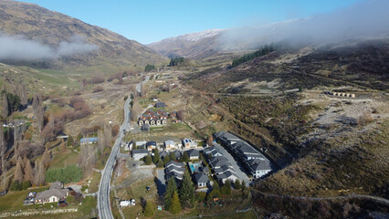 Aerial view of the town of Cardrona in Central Otago