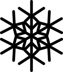 Winter snow, Christmas miracle symbol. Doodle silhouette of snowflake pictogram, element of winter festival decoration. Simple black shape freehand vector icon isolated on white background